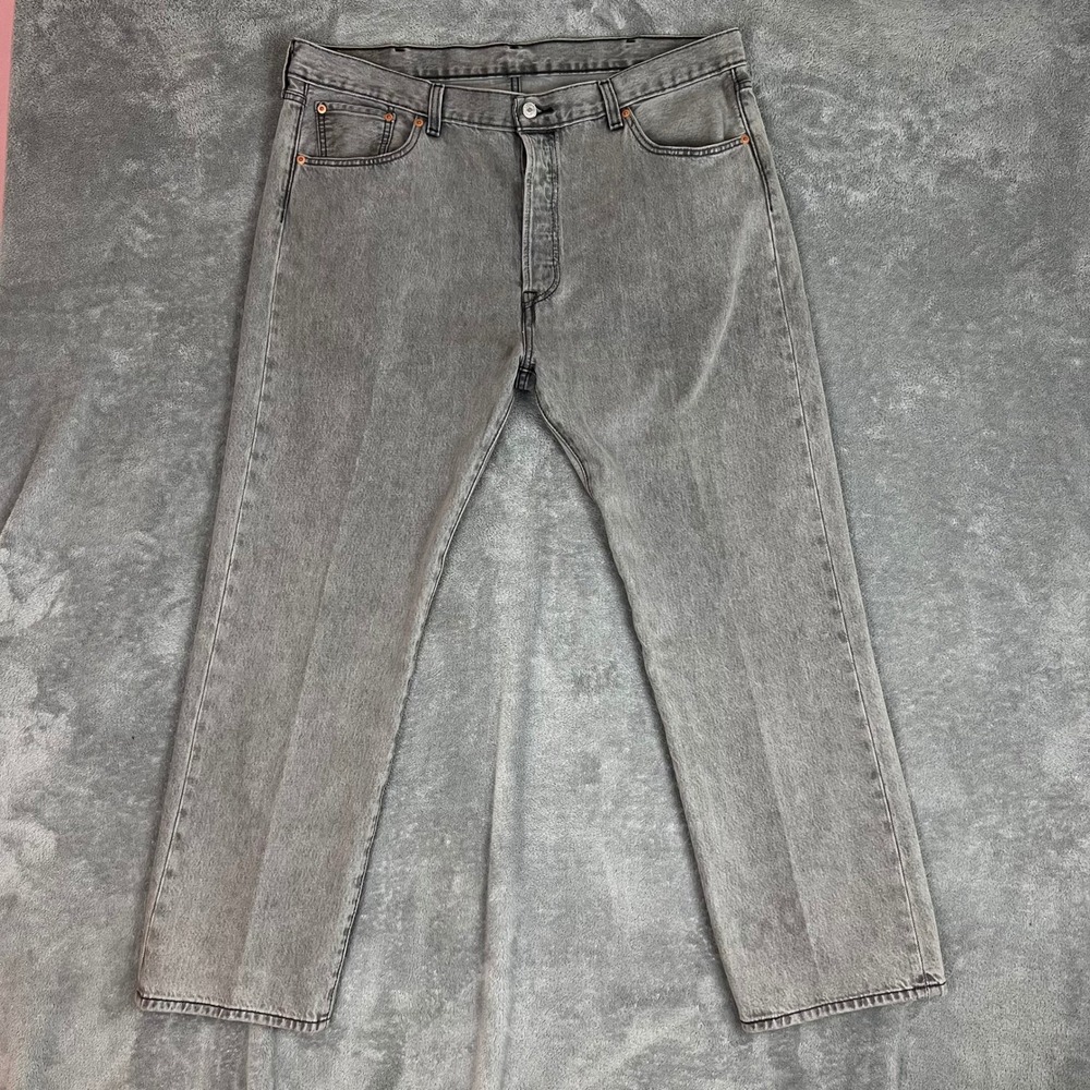 Levis 501 Jeans Mens 40 x 30 Grey Straight Leg Denim BUtton Fly Patina